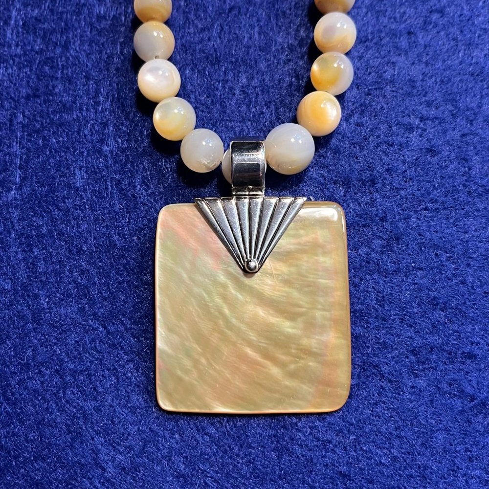 Jay King Mother of Pearl & Sterling Silver Pendant and Necklace 16"+